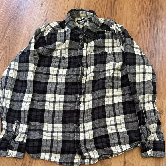 The Children's Place Girls Black White Plaid Button Down Shirt Size L‎ 10/12