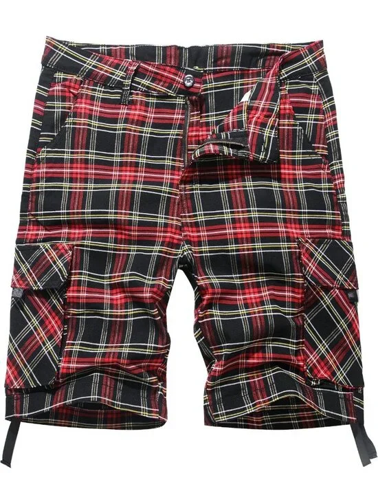 Plaid Cargo Shorts for Men - 10