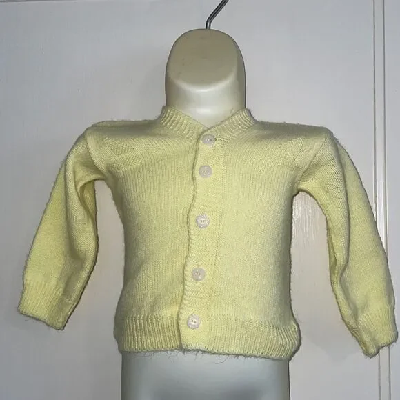 Vtg 60s A Jamie Boy’s sweater yellow infant/babycardigan‎