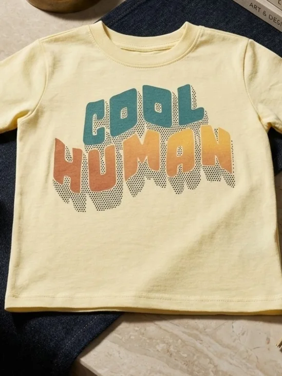 Garanimals Pale Yellow Tee with Teal, Orange & Rust Graphic