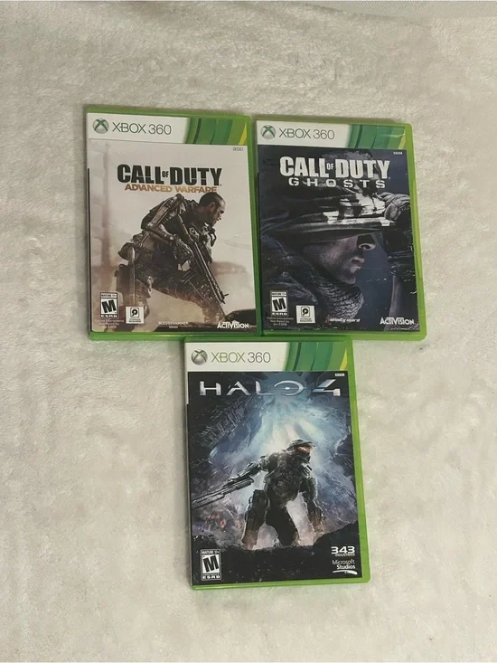 Xbox 360 Game Bundle - Call of Duty AW& Ghosts + Halo 4 (Green Cases)