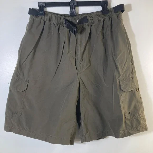 Mens‎ Roundtree & Yorke Outfitters Cargo Hiking Shorts Belt Green L Cotton Nylon