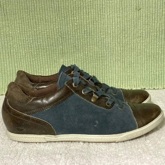 Timberland Earthkeepers Womens Blue/Brown Leather Lace Up Casual Shoes SZ US 8W