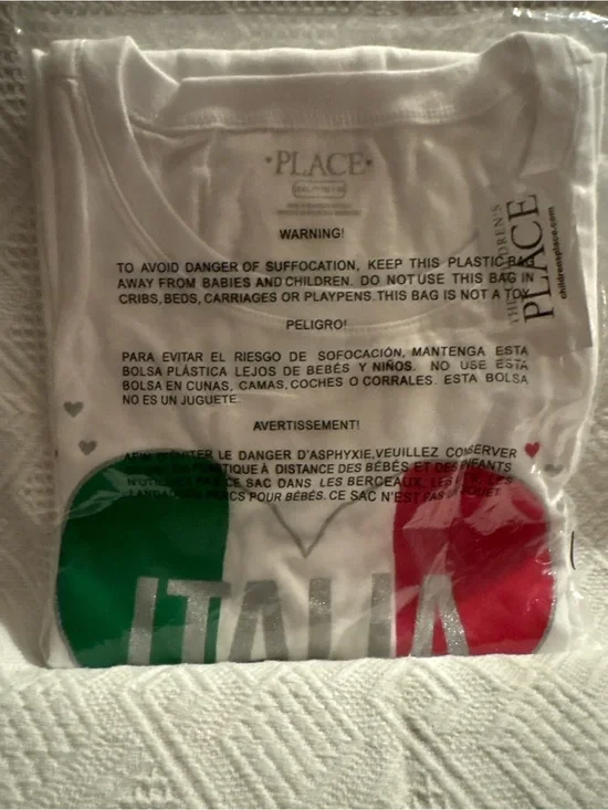 The Children's Place White 'Italia' Graphic Tee with Red & Green Accents