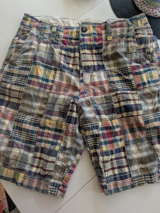 Vintage Madras patchwork shorts