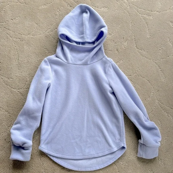 DSG Girls Light Purple Fleece Pullover Hoodie with Rushed Sleeves, Size XS