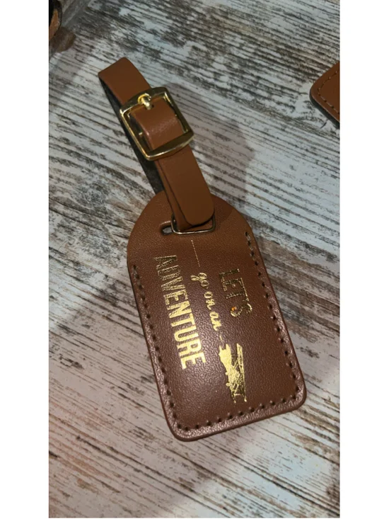 Unbranded Brown Gold Let's Go On An Adventure Luggage Tag One Size