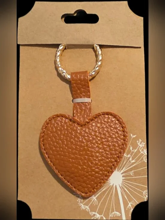 Brown Heart Faux Leather Keychain/Bag Charm