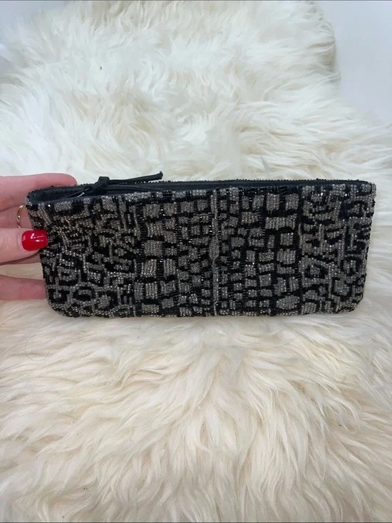 Neiman Marcus Black and Silver Beaded Clutch