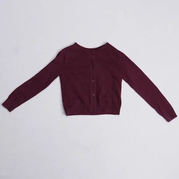 Childrens Place Girls Cardigan Sweater Size 5/6 Burgundy School Uniform Cotton