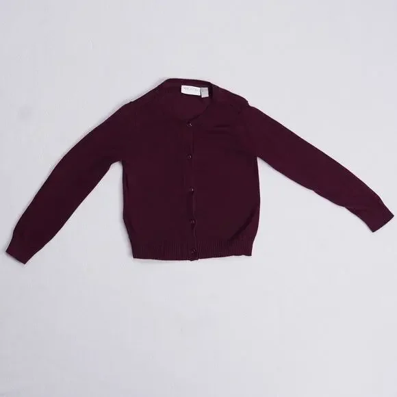 Childrens Place Girls Cardigan Sweater Size 5/6 Burgundy School Uniform Knit