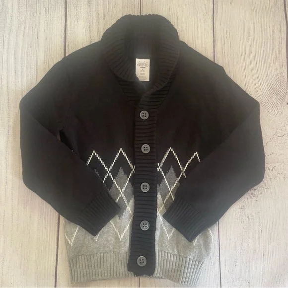 Gymboree All Dressed Up Black Argyle Sweater Size Small (5-6)