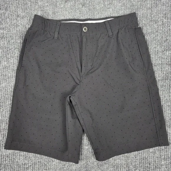 Under Armour Mens Golf Shorts 32 Gray Black‎ Diamond Print Performance 261001