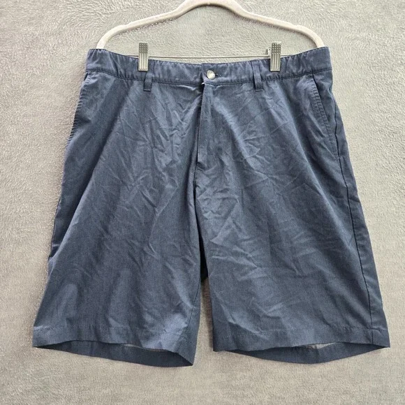 Adidas Men Shorts 36 Gray Herringbone Polyester Blend Elastane Casual 10