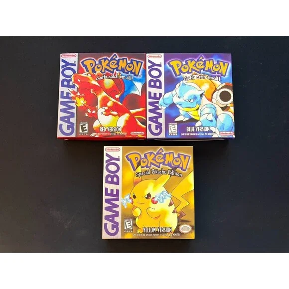 NEW Pokémon Red/Blue/Yellow GBC Box Set. No Manuals. Tested & Saves FAST SHIP