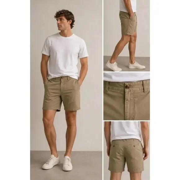 Tommy Hilfiger Khaki Chino Shorts Cotton Stretch Classic Fit Size 40