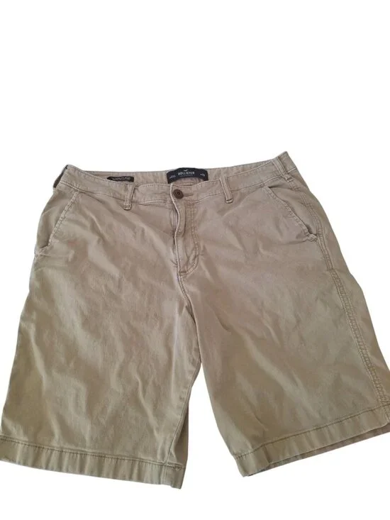 Hollister Epic Flex Shorts Mens 33 Khaki Tan Classic Fit Chino Preppy Casual