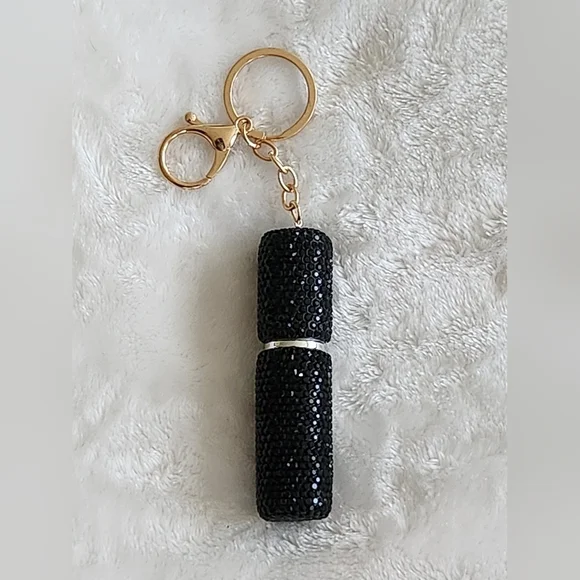 Elegant Black and Gold Perfume Keychain Accessory Bag Charm