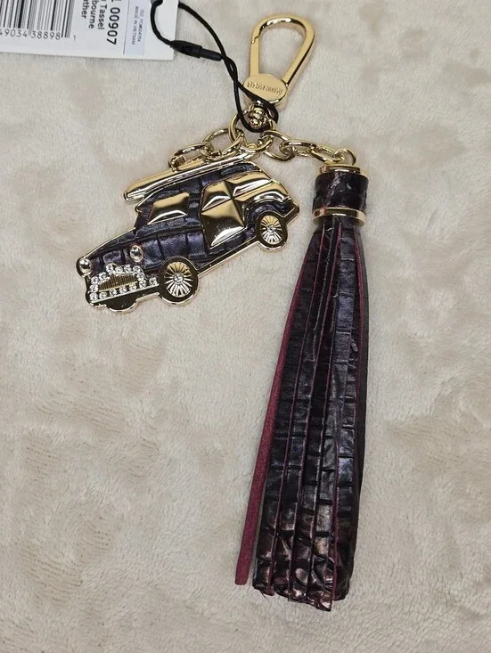 Brahmin Copa Charm Tassel Car Charm Fig Jam Melbourne with Gold Hardware