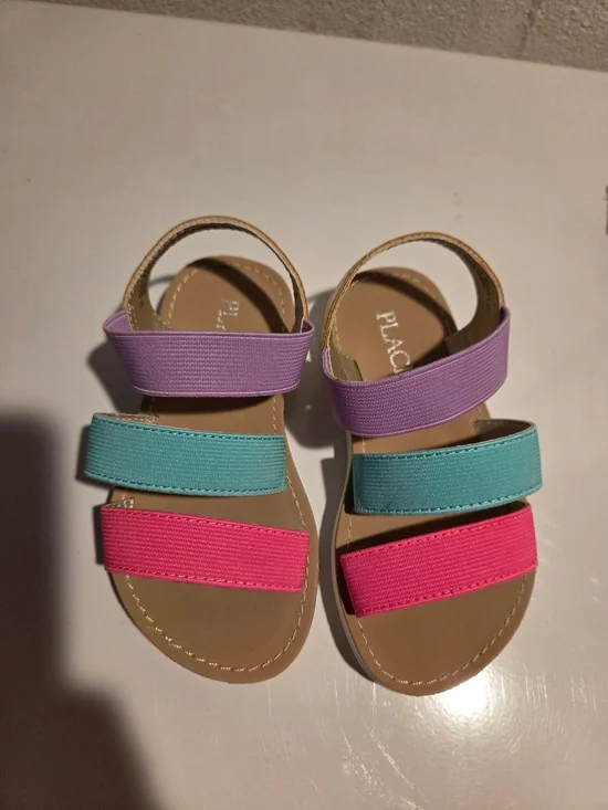 The Children's Place Pink Teal Lavender Elastic Strap Sandals