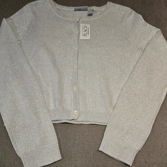 The Children’s Place Sparkly Silver Cardigan NWT