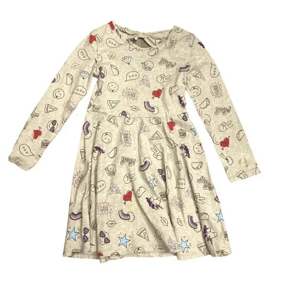 Children's Place Doodles emoji‎ long sleeves dress Girls size 5/6