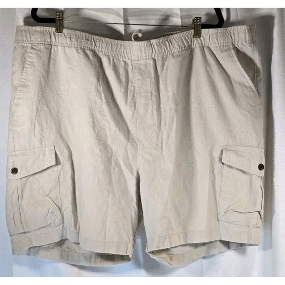 Mens Goodfellow & Co‎ Everyday Beige Linen Cargo Shorts 2XL XXL NWT