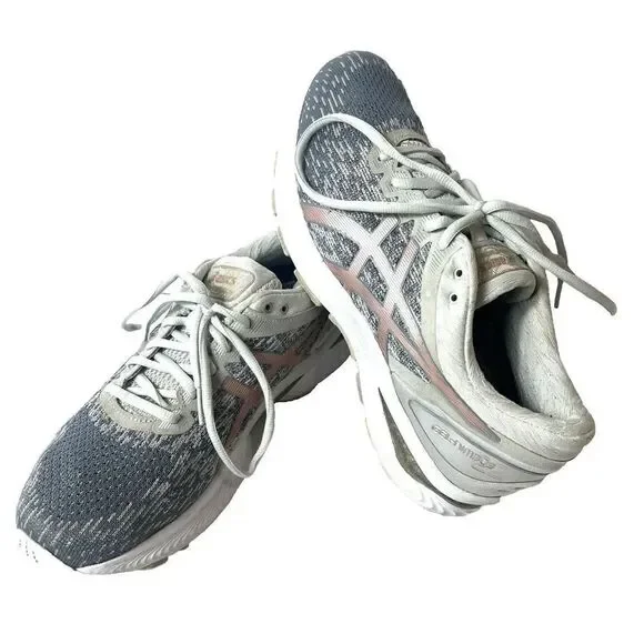 Asics Women's Gel Nimbus 22 Gray Running Shoes Sneakers Size 10 Low Top Lace Up