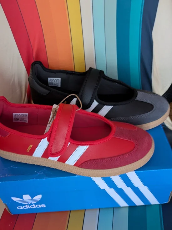 Adidas Samba Jane Red Women's Red and Black Strap Sneakers NIB