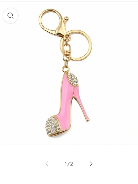 Gold & Pink High Heel Keychain Charm - Women's Accessory