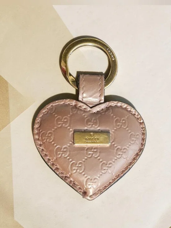 Authentic Gucci Guccissima Leather Heart Keychain / Bag Charm - GUC