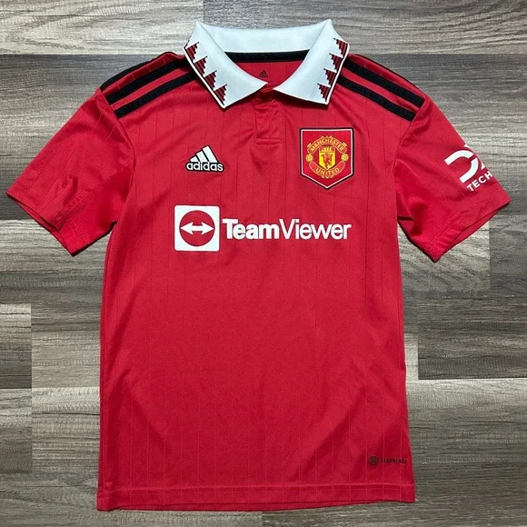 Adidas Manchester United Jersey Kids S 9-10Y Red Team Viewer Aeroready Athletic