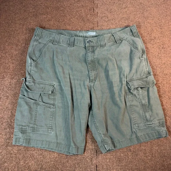 Carhartt Relaxed Fit Cargo Shorts Mens 44 Olive Green Canvas Work Utility A+