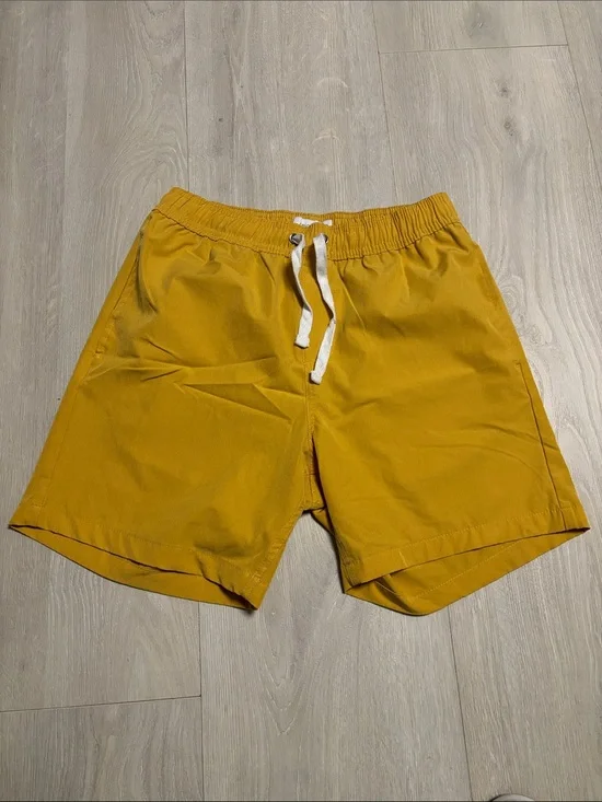 🔥BUNDLESALE Mens S Onia Mustard Yellow Drawstring Hybrid Shorts NWOT