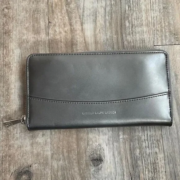 Ralph Lauren Wallet Large Zip Around With Tags Women's Silver Card Holder