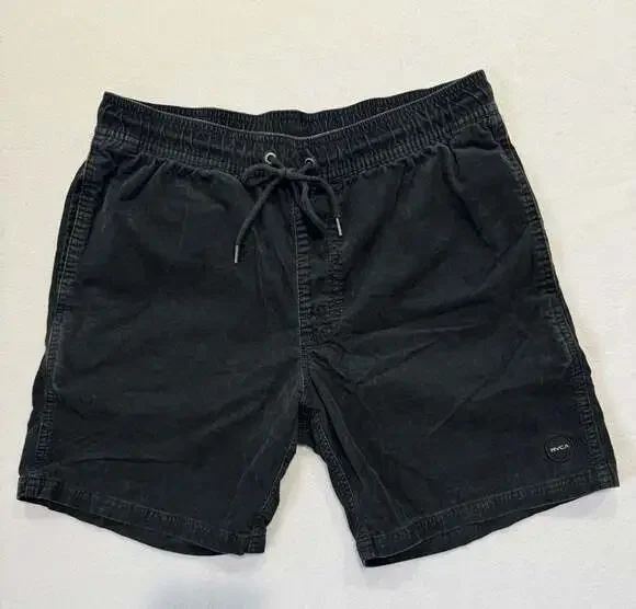 RVCA Men’s Small Black Corduroy Shorts Elastic Waist Drawstring Cotton Stretch