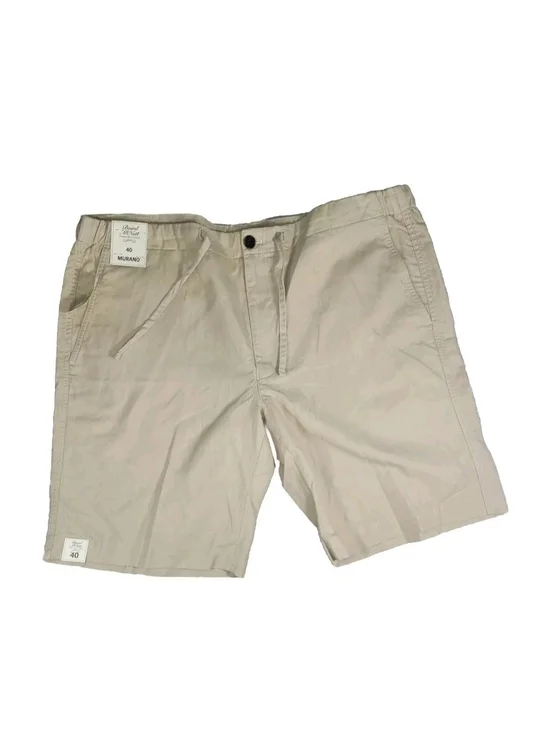 Murano Men's Shorts Size 40 Kakhi Button Drawstring Linen Blend NWT 08