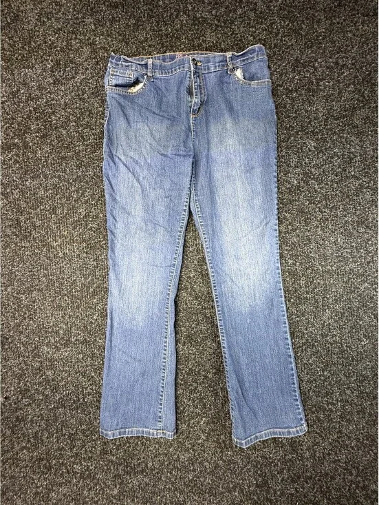 Children’s Place Girls Size 18 Plus Bootcut Jeans Medium Wash Distressed Denim