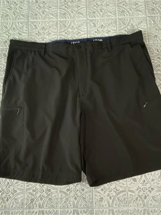 IZOD Golf Mens 46 Black Performance Golf Shorts Stretch 10” Inseam