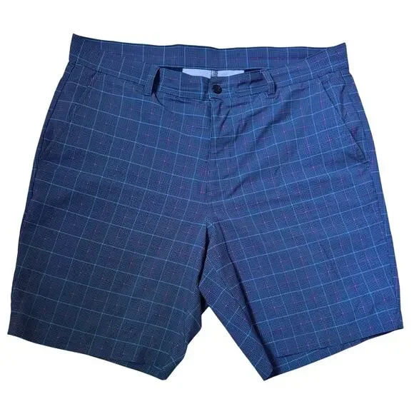 Jack Nicklaus Men's Golf Shorts Size 36 Plaid Navy Purple Pink Flat Front