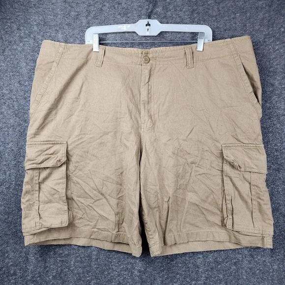 Faded Glory Cargo Shorts Mens 46 Desert Camel Cotton Utility‎ Pockets FM15298B