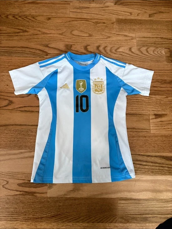 adidas Kids messi Soccer Jersey in Blue and White - #10