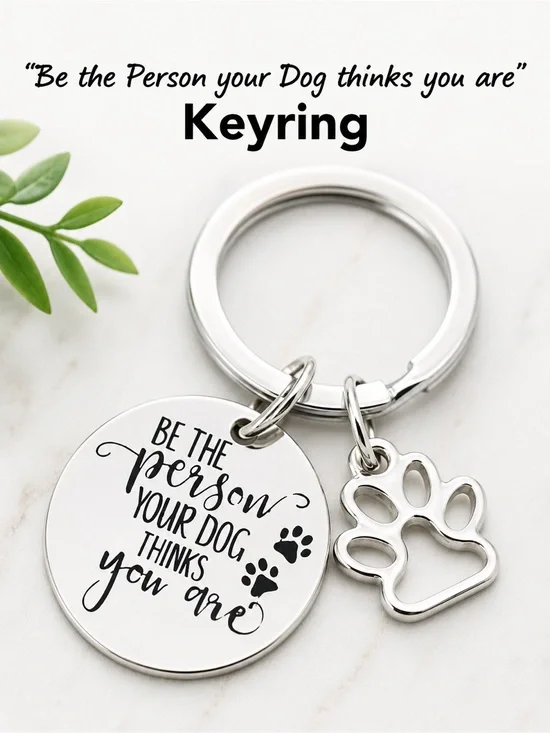Dog Keyring with Saying and Dog Paw