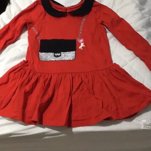 Children’s place 18-24m Red dress w/purse graphic