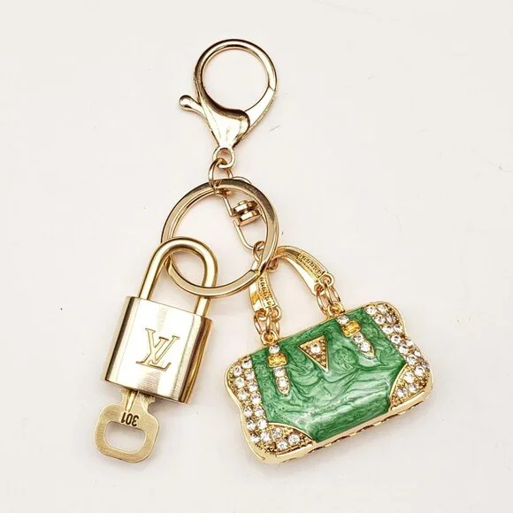 Louis Vuitton Authentic Gold Padlock 🔒 Key + Unbranded Keychain Bag Charm