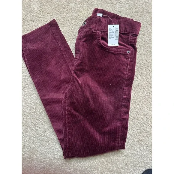 The Childrens Place Corduroy Pants Kids Size 10 Redwood Burgundy‎ NWT Fine Wale