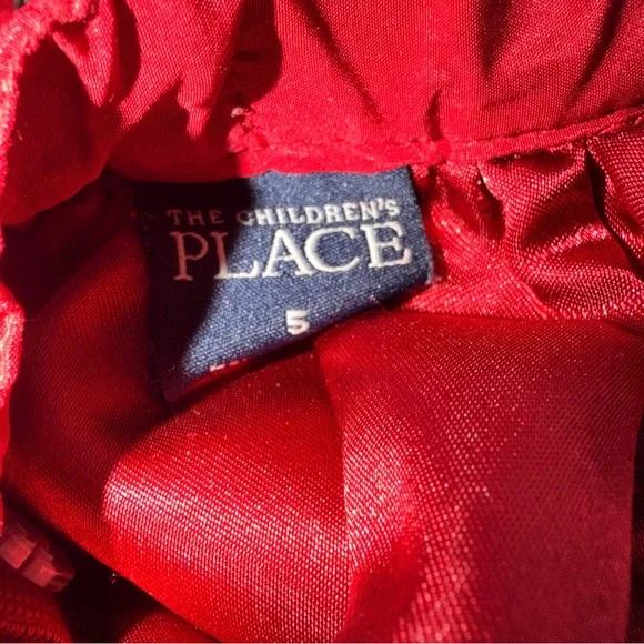 Children's Place Red Satin Skirt Black Ribbon Crinoline Size 5