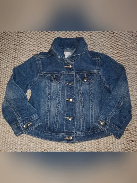 Kids 3T Dark Blue Denim Jacket - Classic Button-Up