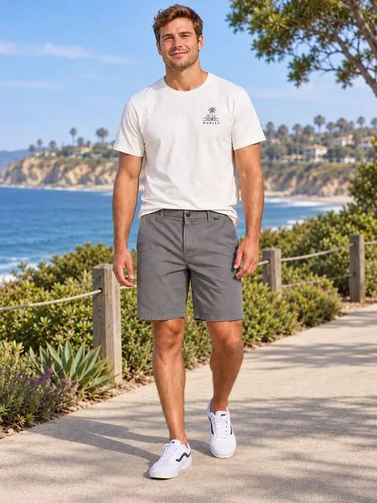 Hurley Men’s Gray Shorts Size 36 Flat Front Casual Golf Walking 8