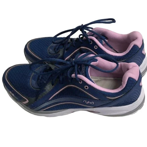 RYKA WOMEN‎ NAVY/PINK SKY WALK LACE UPWALKING SHOES SZ 8